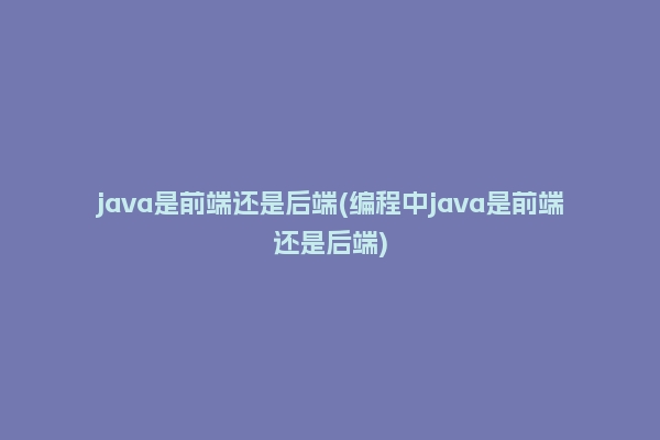 java是前端还是后端(编程中java是前端还是后端)