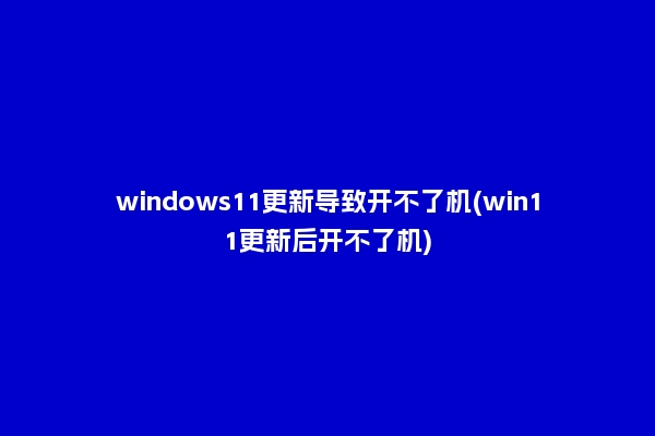 windows11更新导致开不了机(win11更新后开不了机)