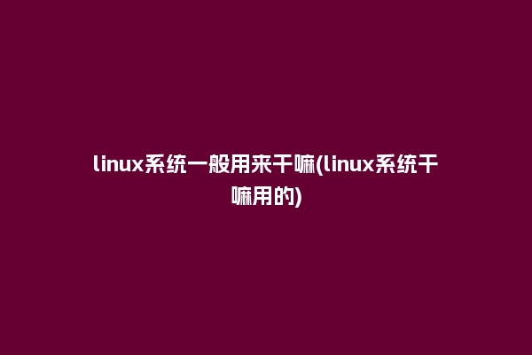 linux系统一般用来干嘛(linux系统干嘛用的)
