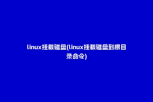 linux挂载磁盘(linux挂载磁盘到根目录命令)