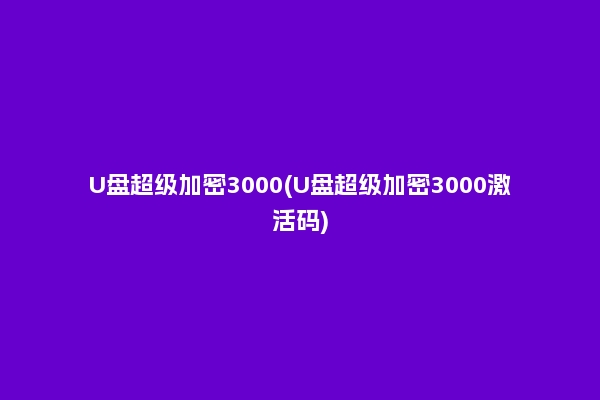 U盘超级加密3000(U盘超级加密3000激活码)