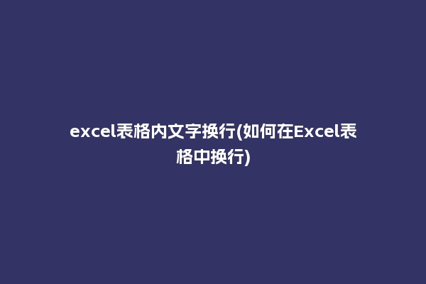 excel表格内文字换行(如何在Excel表格中换行)