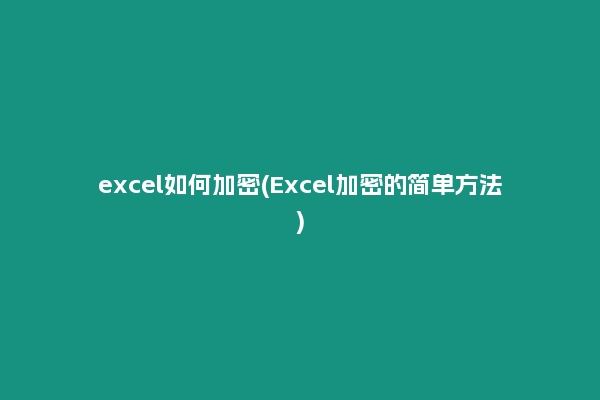 excel如何加密(Excel加密的简单方法)