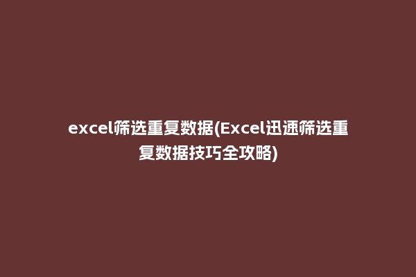 excel筛选重复数据(Excel迅速筛选重复数据技巧全攻略)