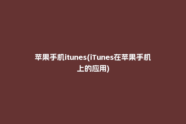 苹果手机itunes(iTunes在苹果手机上的应用)