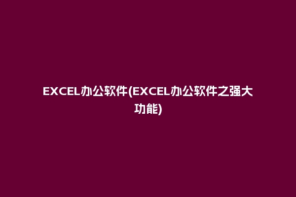 EXCEL办公软件(EXCEL办公软件之强大功能)