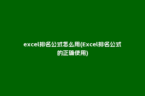 excel排名公式怎么用(Excel排名公式的正确使用)