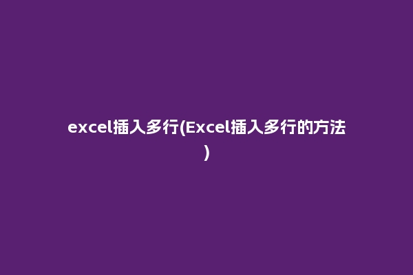 excel插入多行(Excel插入多行的方法)