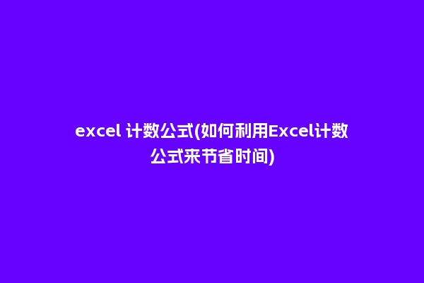 excel 计数公式(如何利用Excel计数公式来节省时间)
