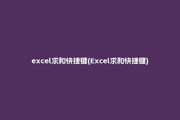 excel求和快捷键(Excel求和快捷键)