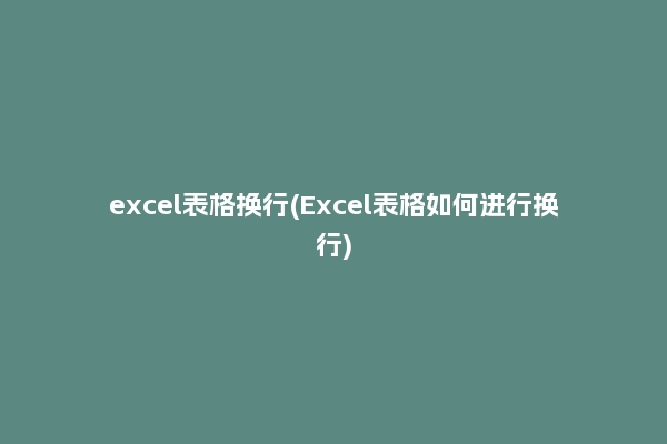 excel表格换行(Excel表格如何进行换行)