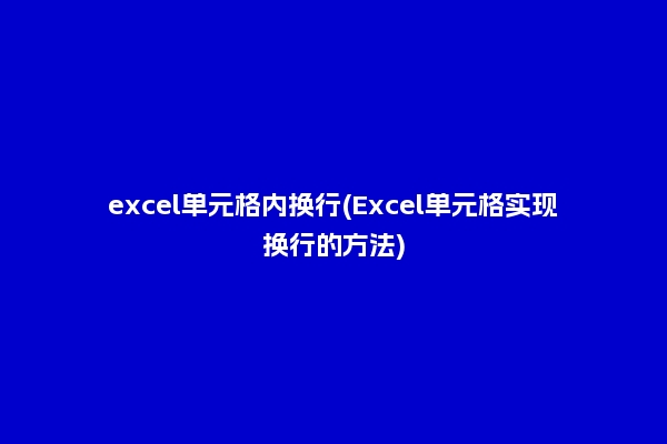 excel单元格内换行(Excel单元格实现换行的方法)