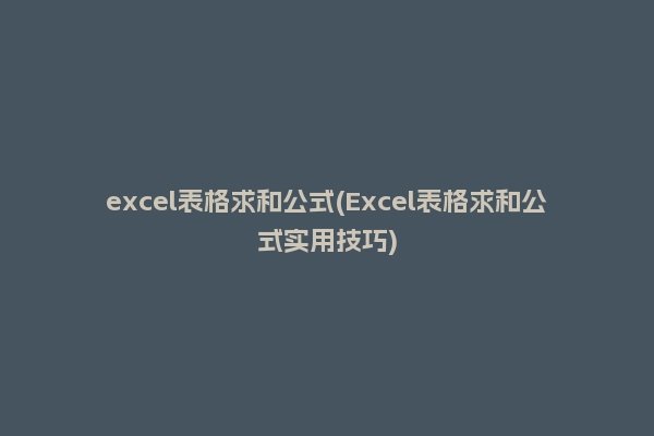 excel表格求和公式(Excel表格求和公式实用技巧)