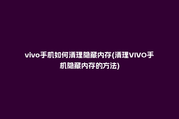 vivo手机如何清理隐藏内存(清理VIVO手机隐藏内存的方法)
