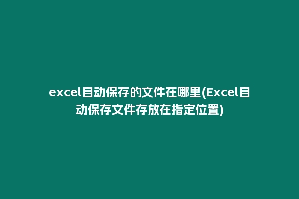 excel自动保存的文件在哪里(Excel自动保存文件存放在指定位置)
