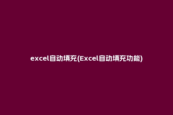 excel自动填充(Excel自动填充功能)