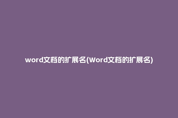 word文档的扩展名(Word文档的扩展名)