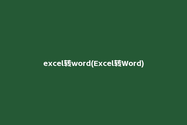 excel转word(Excel转Word)