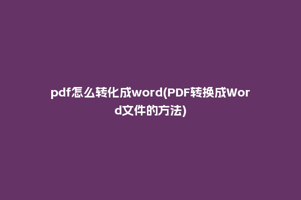 pdf怎么转化成word(PDF转换成Word文件的方法)