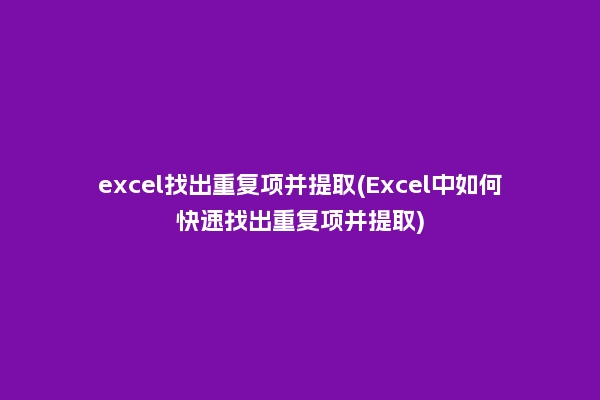 excel找出重复项并提取(Excel中如何快速找出重复项并提取)