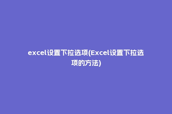 excel设置下拉选项(Excel设置下拉选项的方法)
