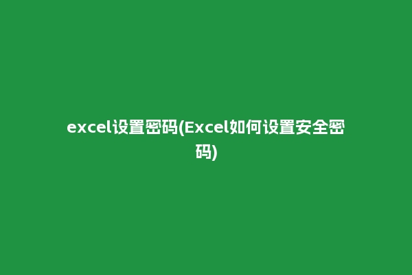 excel设置密码(Excel如何设置安全密码)