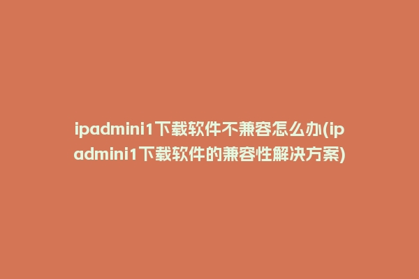 ipadmini1下载软件不兼容怎么办(ipadmini1下载软件的兼容性解决方案)