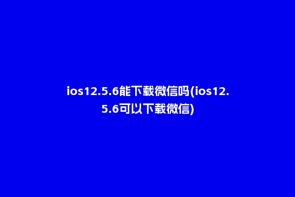 ios12.5.6能下载微信吗(ios12.5.6可以下载微信)