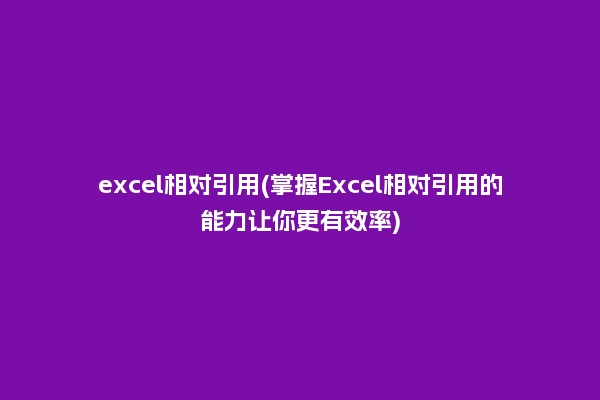 excel相对引用(掌握Excel相对引用的能力让你更有效率)